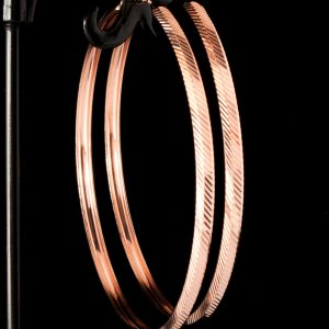 Large Sparkle Hoop Earrings 60mm diam 14k Rose Gold Filled Diamond Cutting New Free shipping