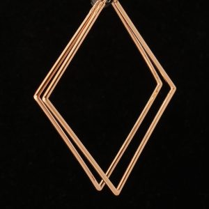 Large Rhombus Square Hoop Earrings 14k Rose Gold Filled 925 Silver 55mm Free shipping