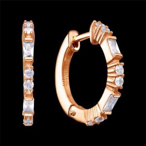 Huggie Hoop Earrings Rose Gold Filled lab Diamonds 925 Silver Trendy Free shipping