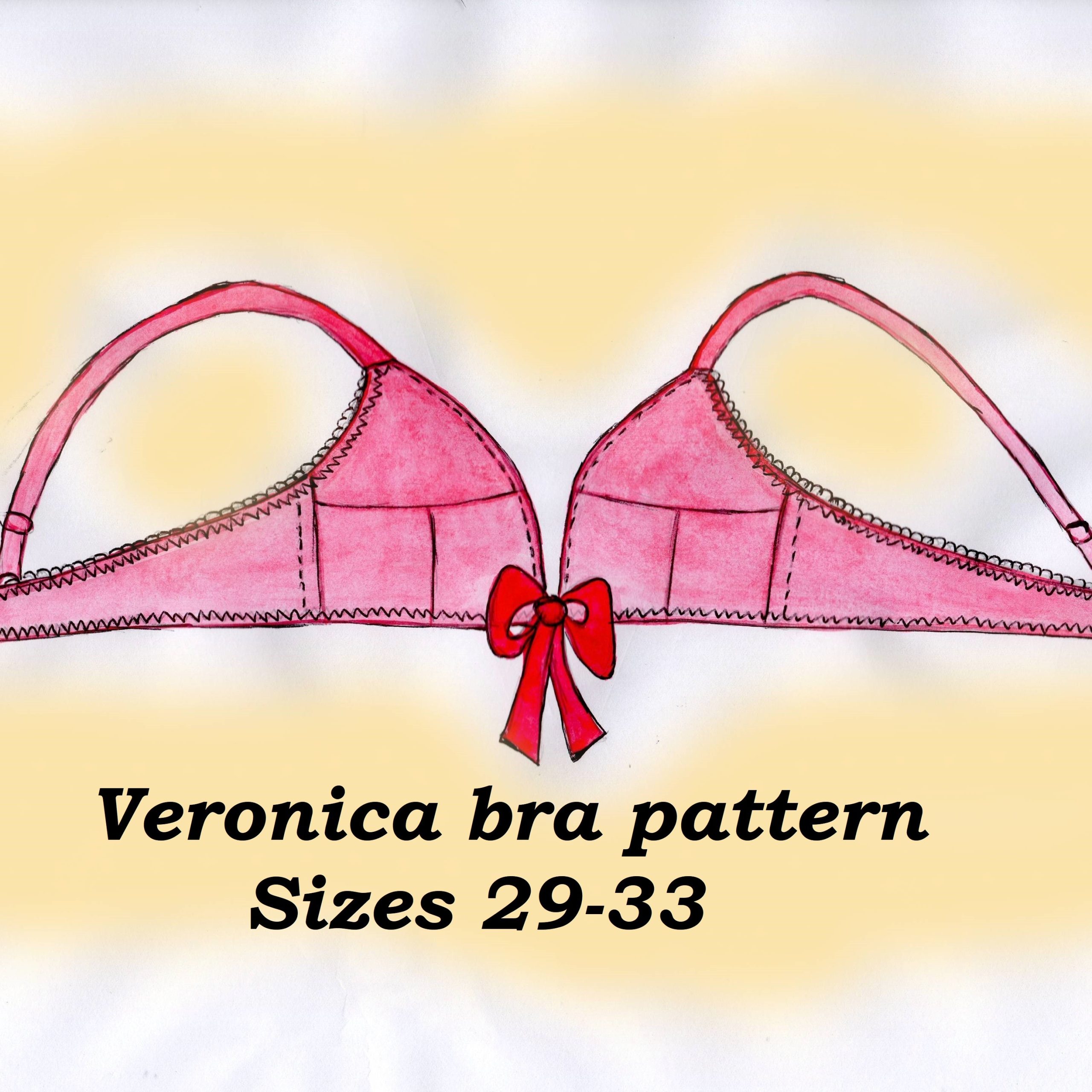 Wire bra pattern plus size, Monica, Sizes 29-33, Bra cup pattern, Underwire  bra pattern, Large size bra pattern