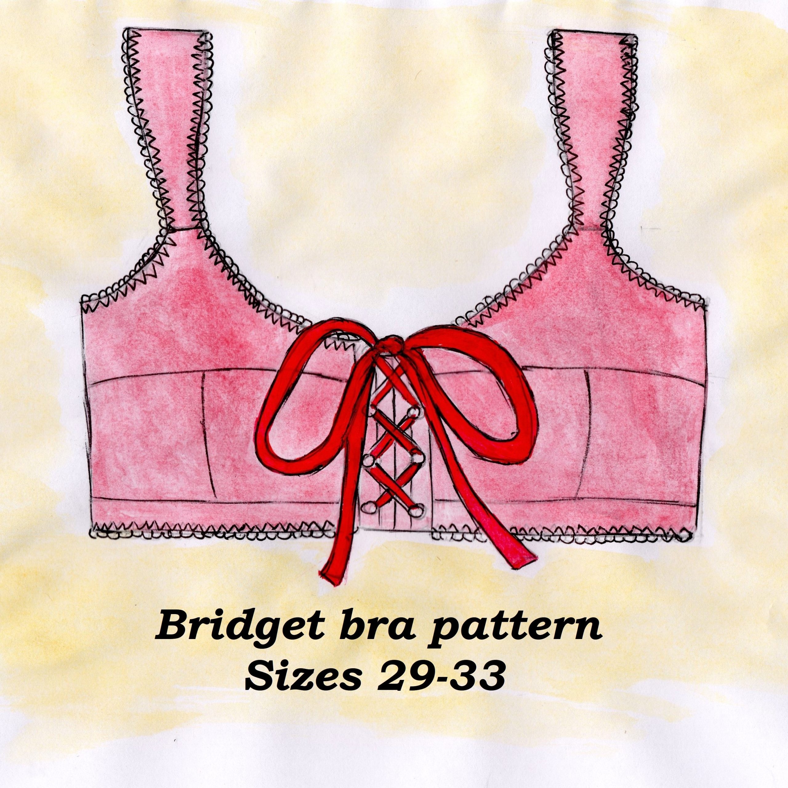 Lace up bra pattern plus size, Bridget, Sizes 29-33