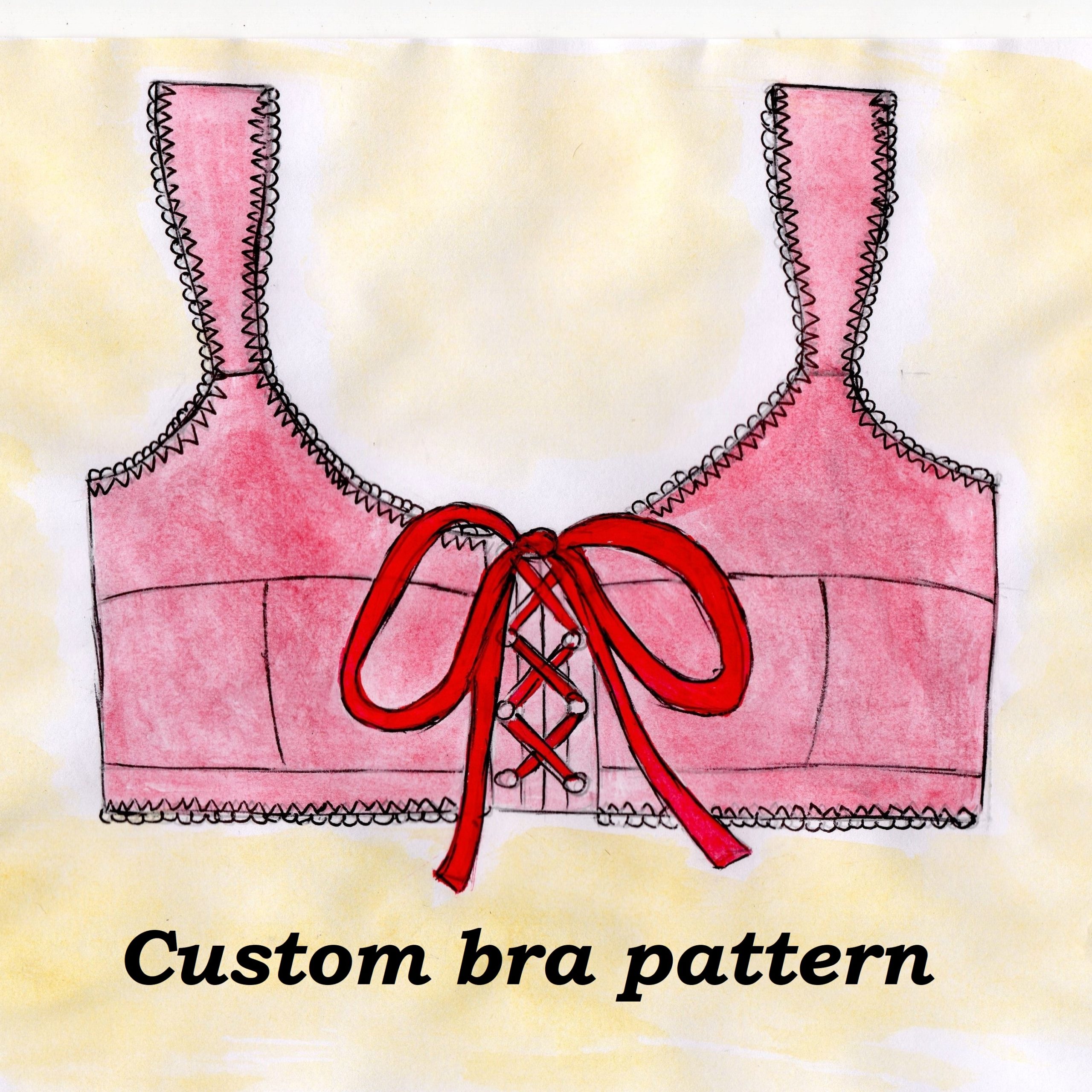 Lace up bra pattern wireless, Bridget, Custom bra pattern