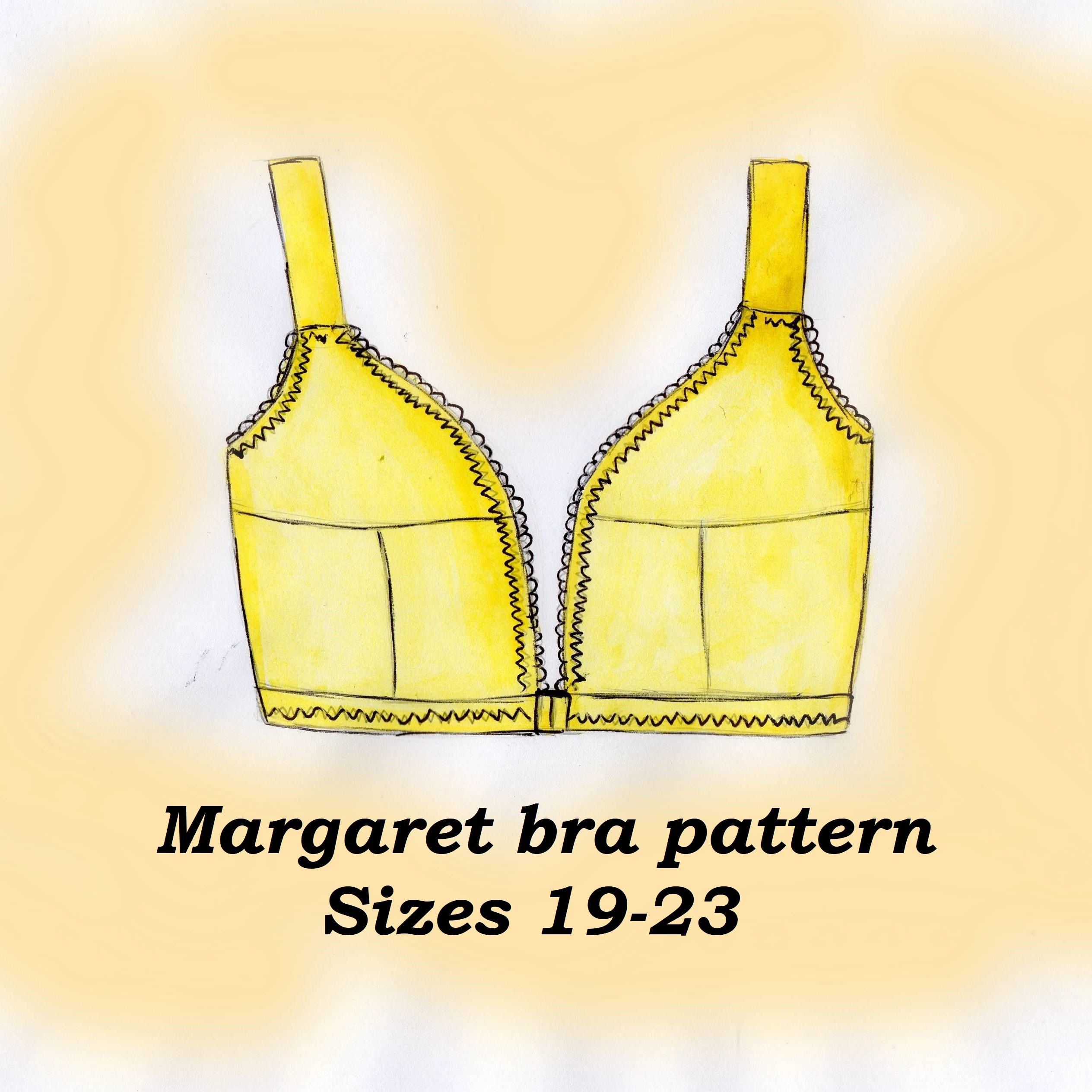 Front closure bra pattern, Margaret, Sizes 19-23, Front clasp