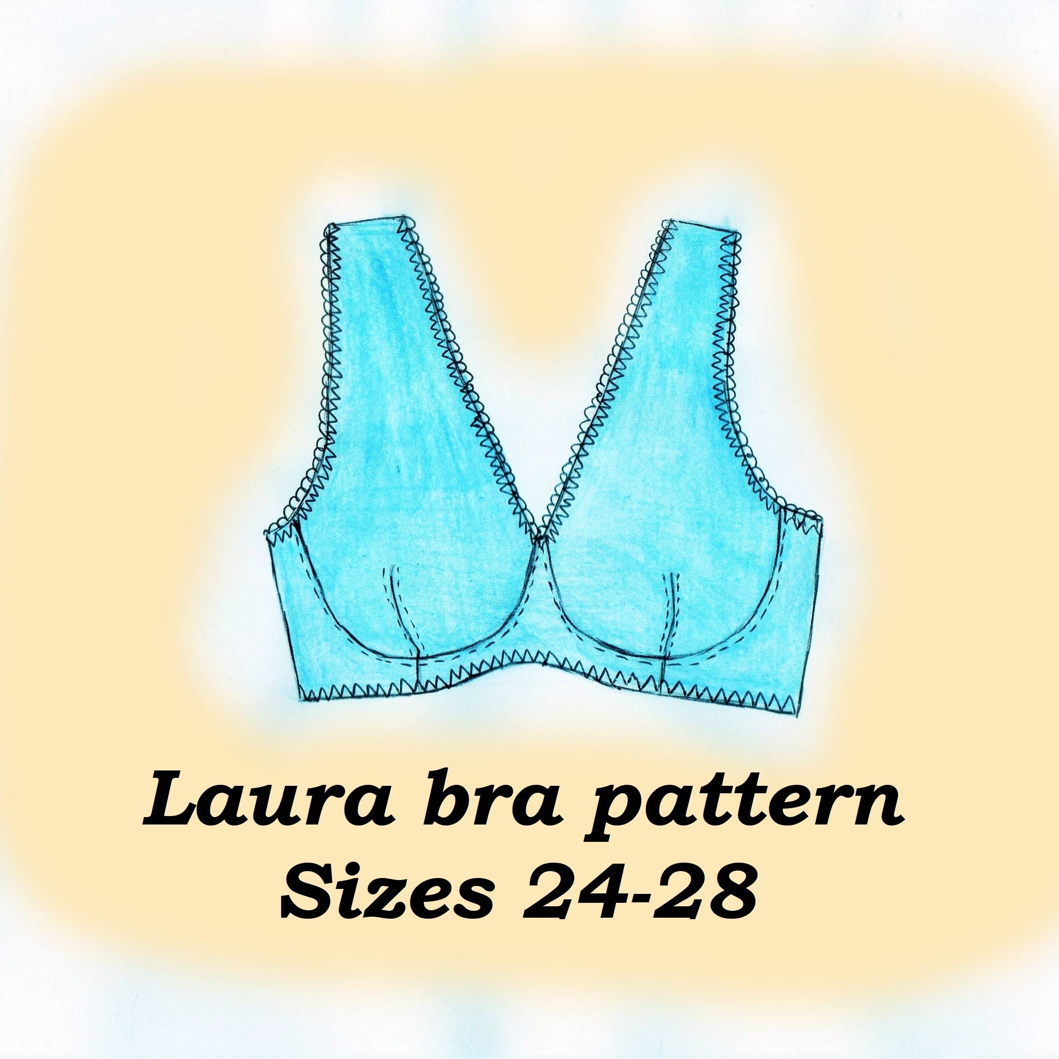 Underwire bra sewing pattern, Laura, Size 24-28, Wire bra pattern
