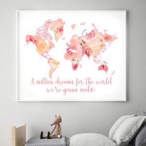 Map Print, Travel Wall Art, Adventure Nursery Decor, Digital