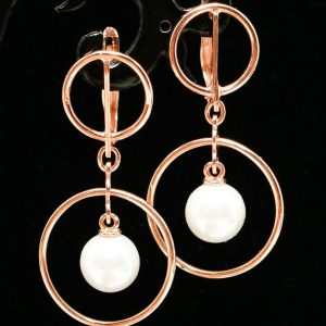 Large Dangle Pearl Earrings 14k Rose Gold Filled 925 silver New