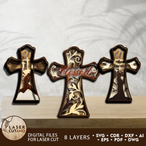 CROSS 3D Bundle Laser Cut Files, Religious Layered SVG