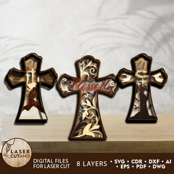 CROSS 3D Bundle Laser Cut Files, Religious Layered SVG