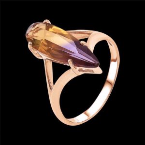 Long Drop Ametrine Ring Change Colour Stone 14k Rose Gold fill 925 Silver 6.5M New