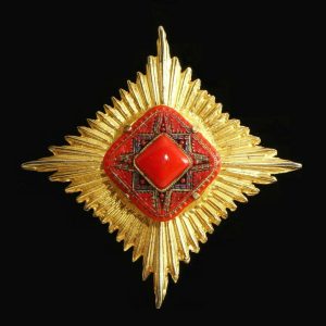 Vintage Large Maltese Cross Brooch Pendant 8x8cm Gold Star Burst Free shipping