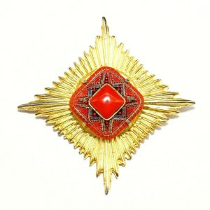 Vintage Large Maltese Cross Brooch Pendant 8x8cm Gold Star Burst Free shipping
