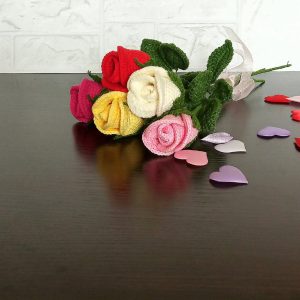 Crochet Rose Flower Bouquet. Home Decor. Valentine’s Gift for her