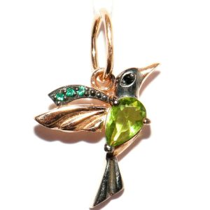 Colibri Bird Paradise Birds Pendant Green Chrysolite 14k Rose Gold Filled 925 Free shipping New