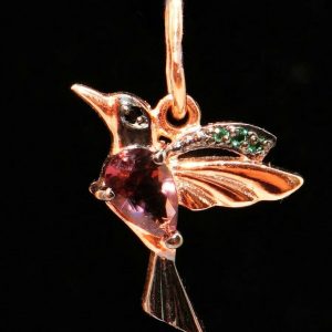 Colibri Bird Paradise Birds Pendant Ruby 14k Rose Gold Filled 925 Free shipping New