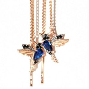 Colibri Bird Paradise Birds Threader Earrings Sapphire 14k Rose Gold Filled 925 silver shipping