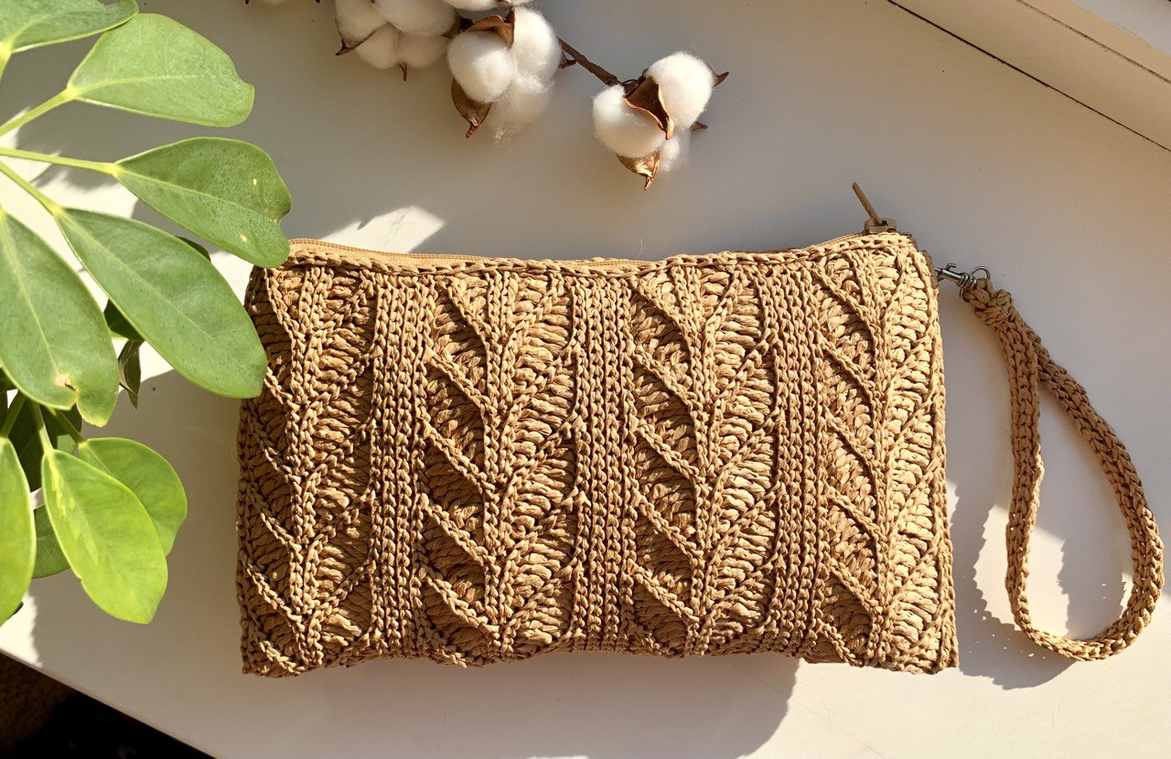 Crochet Raffia Bag Tutorial.Crochet Clutch Purse. 