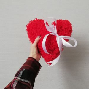 fluffy red heart pillow