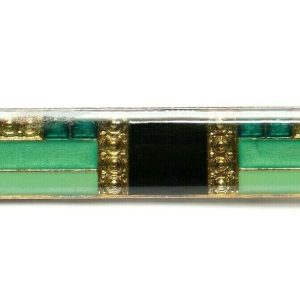 Art Deco Revival PIERRE BEX Style Enamel Bar Pin Brooch 70’s Free shipping