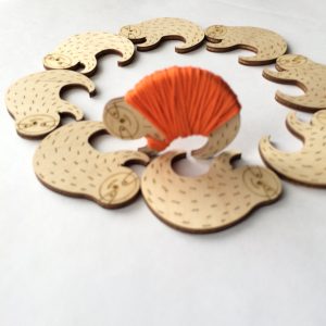 Wooden embroidery floss bobbins-sloth-set 15 bobbins