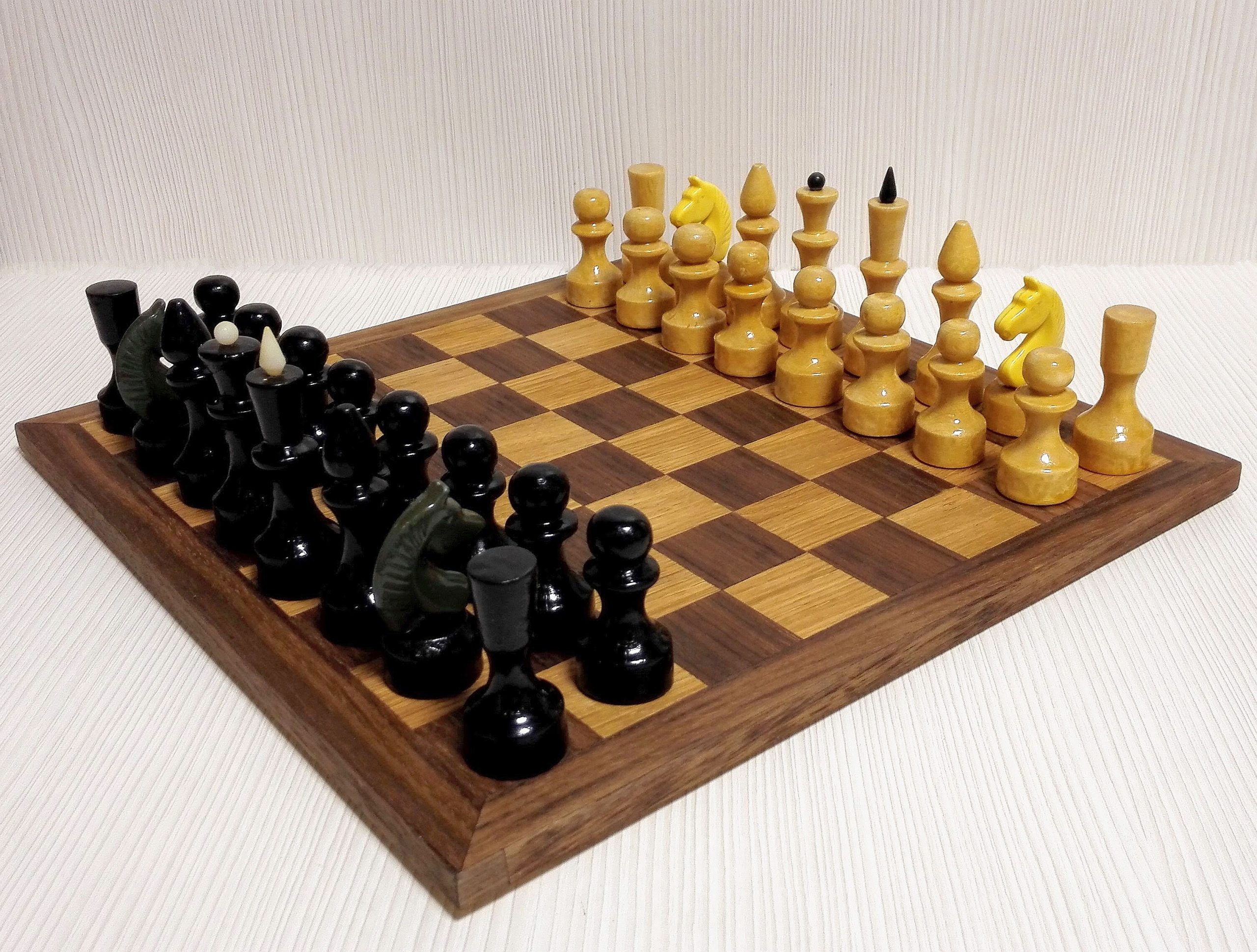 Classic Chess Board - Zebra & Natural Wood 15 in.