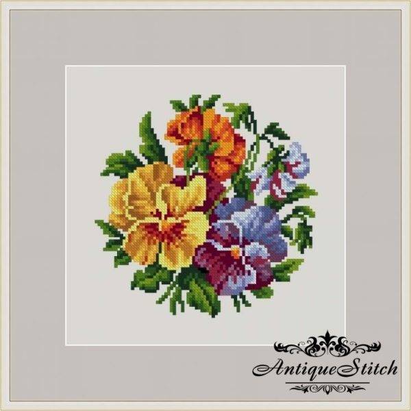 Berlin Woolwork Pansy Bouquet 40