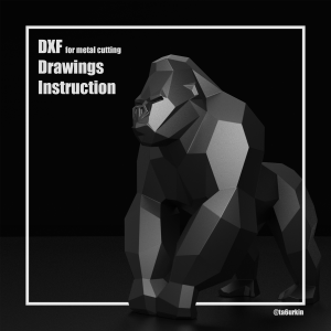 Steel Sheet Metal Drawings Plans Pattern Template Gorilla Project Sculpture (dxf, PDF)