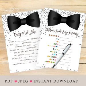 It's a boy, little man, black and silver, baby shower games