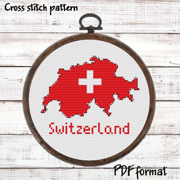 Switzerland Map Cross Stitch pattern