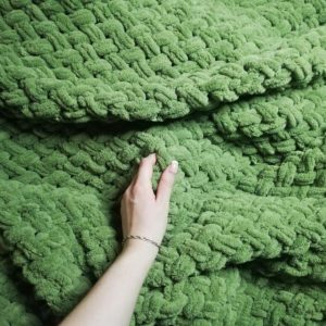 Giant knit throw,Soft plush blanket,Forest green blanket
