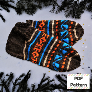 Maison 781 Knit slippers pattern, knitted slippers pattern, Fair isle sock pattern