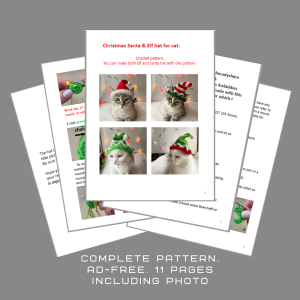 Elf cat hat, Santa cat hat, Easy crochet patterns 3 hats