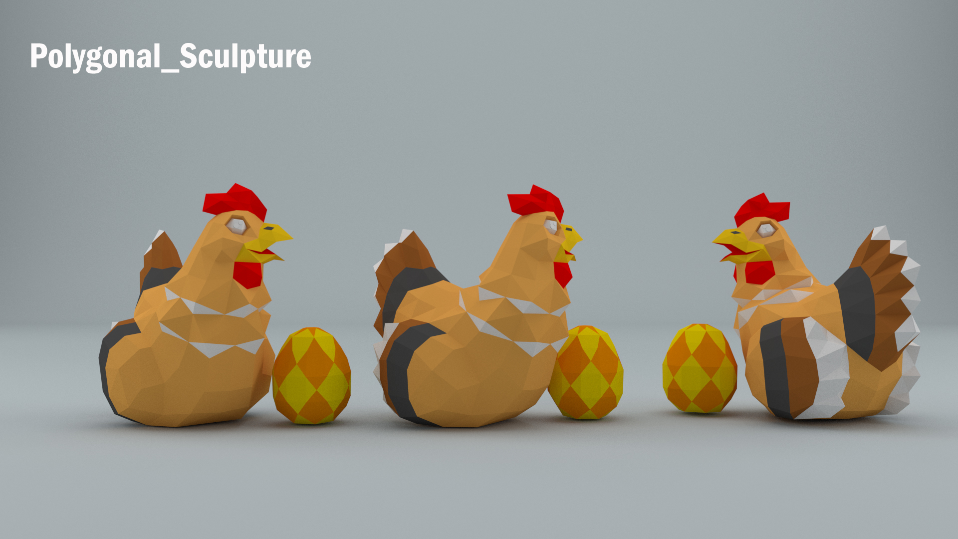 3D Chicken PDF Template DIY Papercraft 3 En A4 Polygonal Sculpture