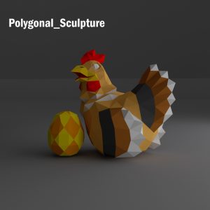 En A4 chicken Polygonal Sculpture