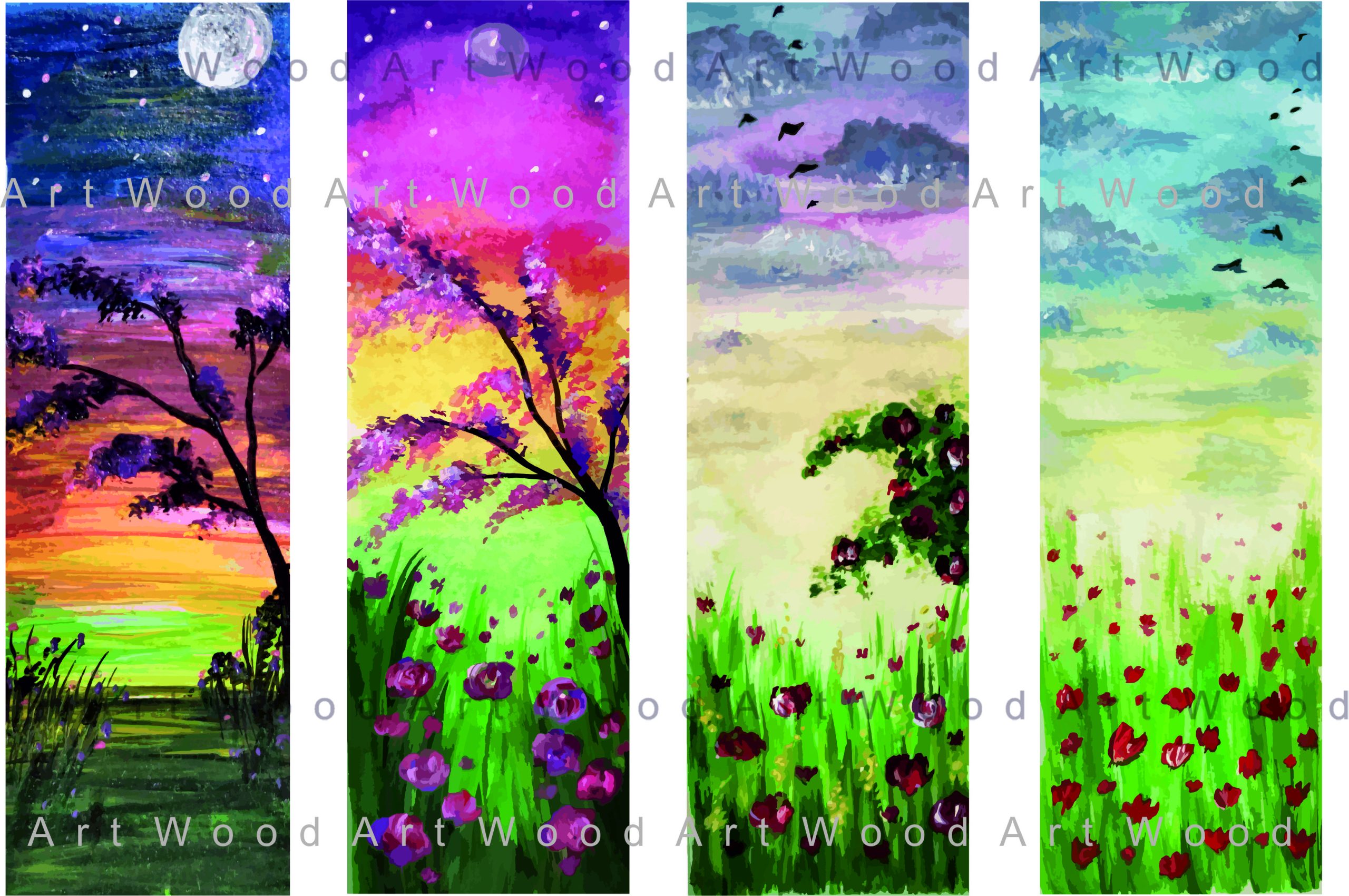 set printable bookmarks set of 4 watercolour bookmarks