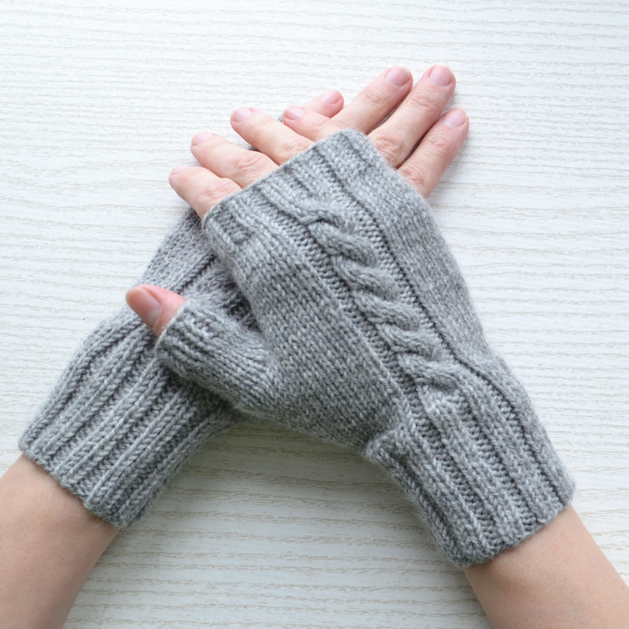 grey wool mittens