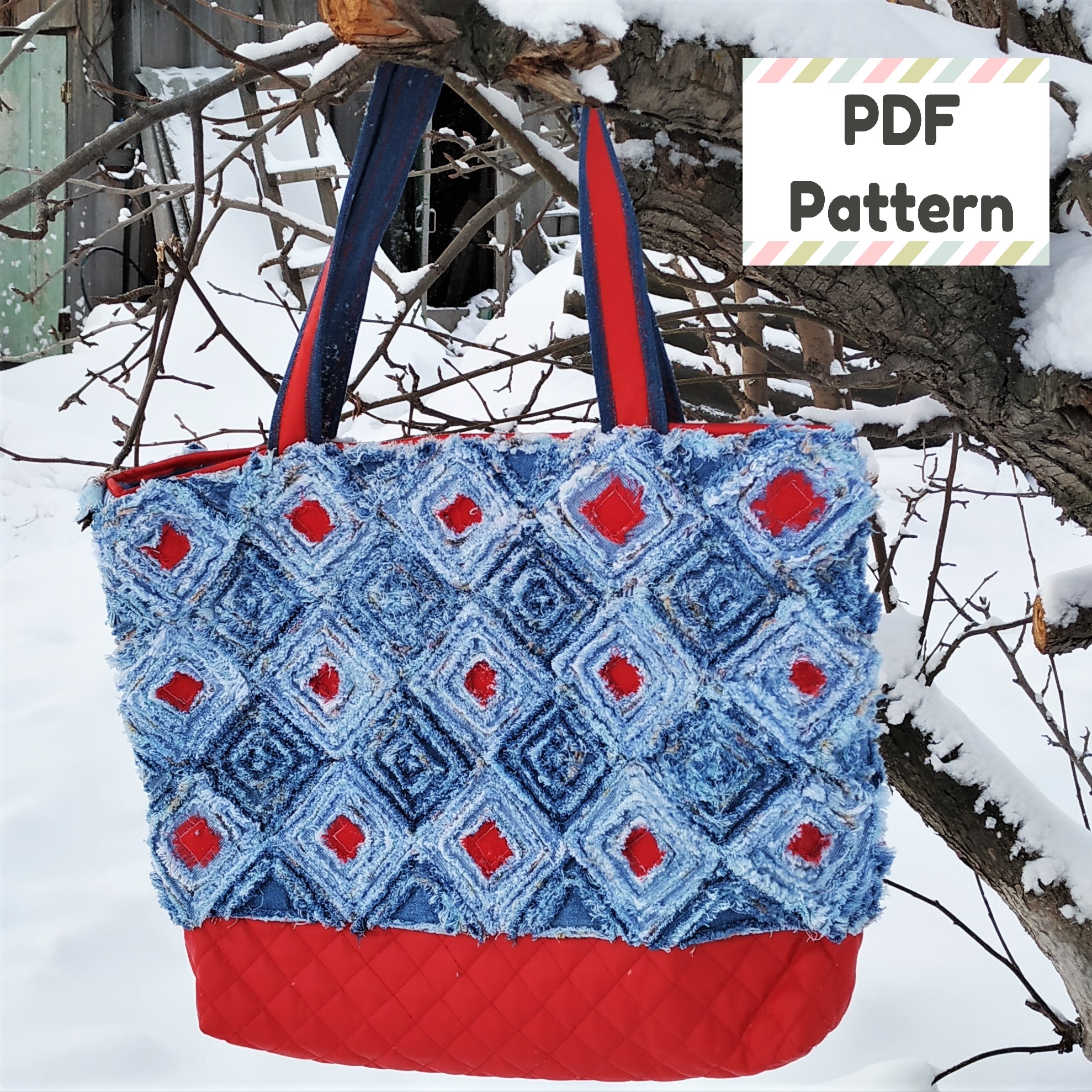 Denim Bucket Bag Sewing Pattern PDF 