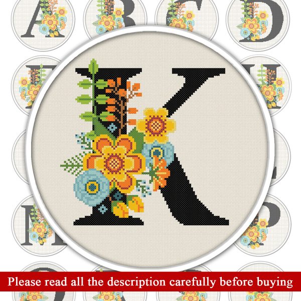 Floral Letter cross stitch pattern