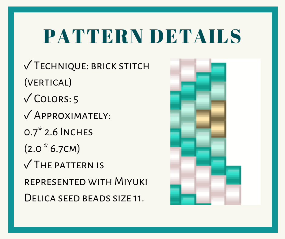 Mint earrings brick stitch bead pattern 2 earrings bead pattern