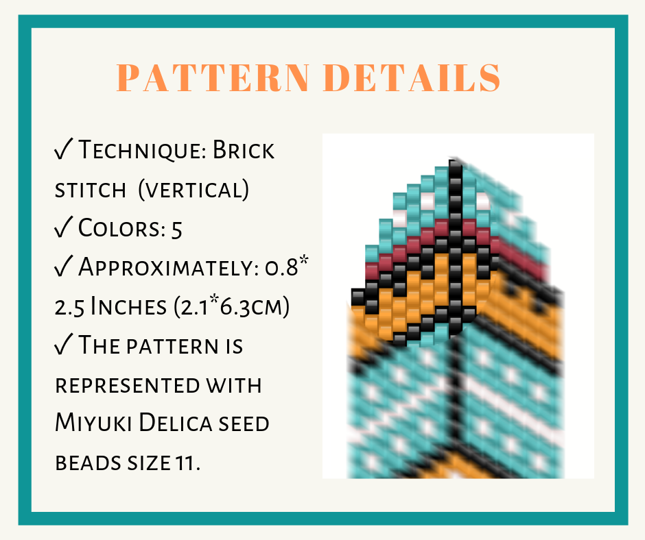 Feather earrings brick stitch bead pattern 2 earrings bead pattern