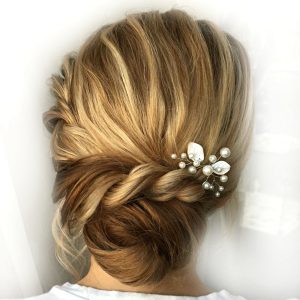 Small hair pin pearl and leaves Bridal hair piece Mini hair pins