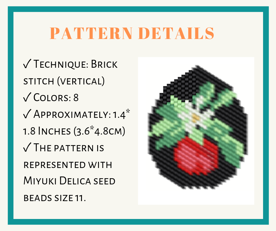Apple tree earrings brick stitch bead pattern 2 earrings bead pattern