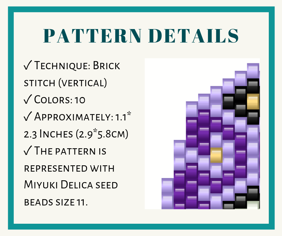 Lotus earrings brick stitch bead pattern 2 earrings bead pattern