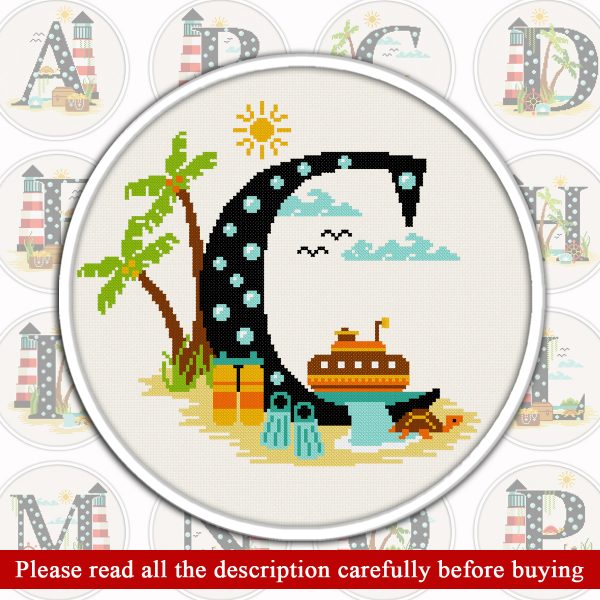 Sea monogram Cross Stitch Pattern