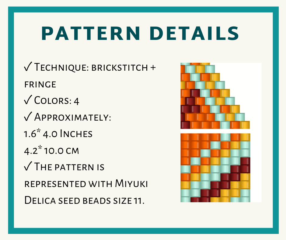 Orange fringes earrings bead pattern 2 earringsbeadpattern