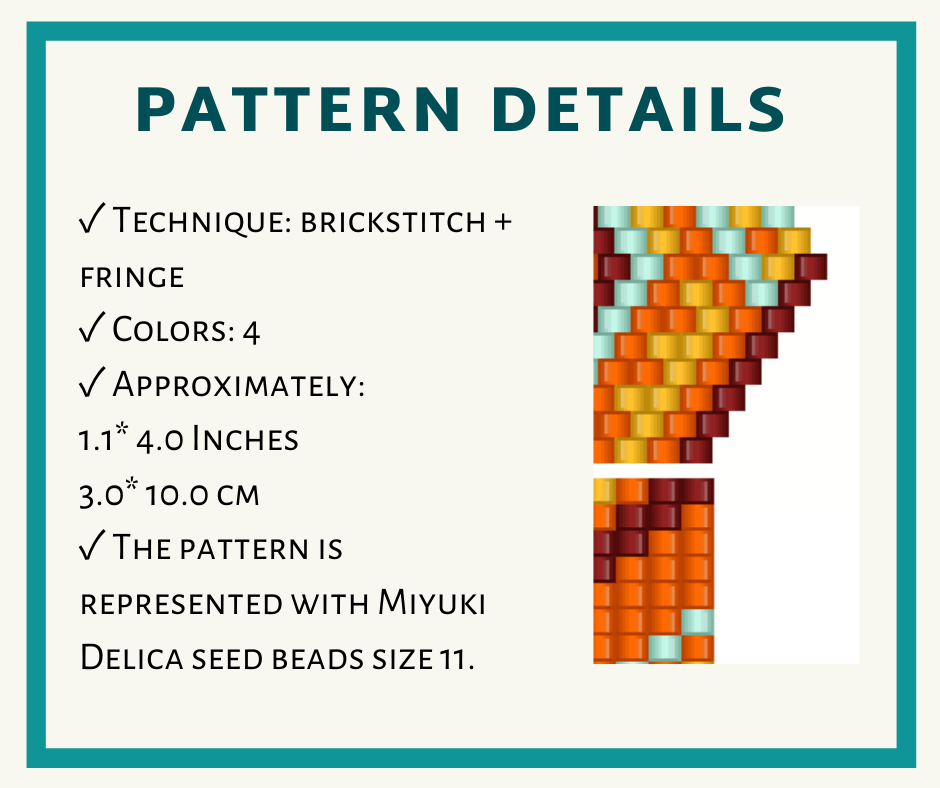Orange fringes earrings bead pattern 3 earringsbeadpattern