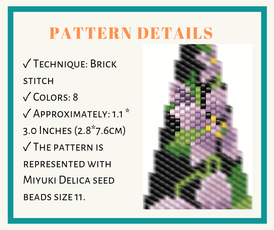 Lilies earrings bead pattern for brick stitch 2 earrings bead pattern