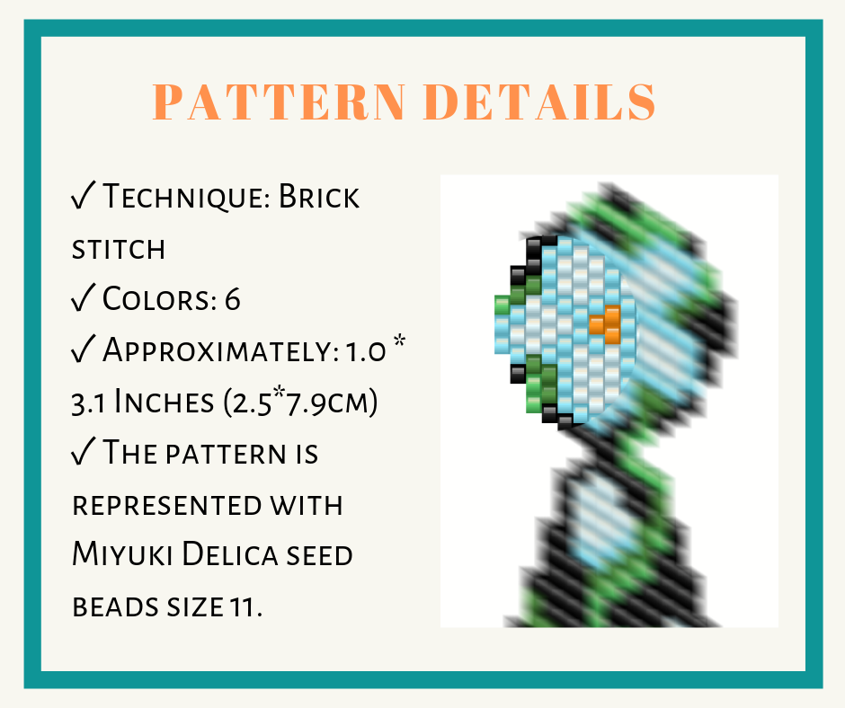Forget-me-not earrings brick stitch bead pattern 2 earrings bead pattern