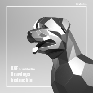 Steel Sheet Metal Drawings Plans Pattern Template Rottweiler Project Sculpture (dxf, PDF)