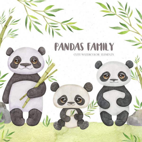 watercolor-pandas-family