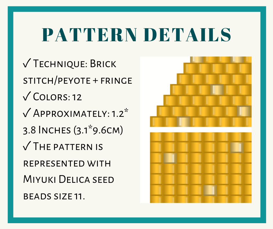 Mustard roses fringe earrings bead pattern 2 earringsbeadpattern